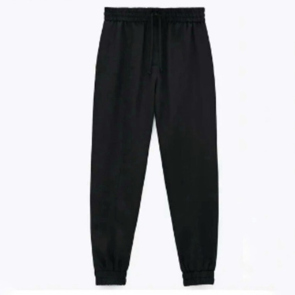 Zara Black Flowy High-Waisted Jogging Pants